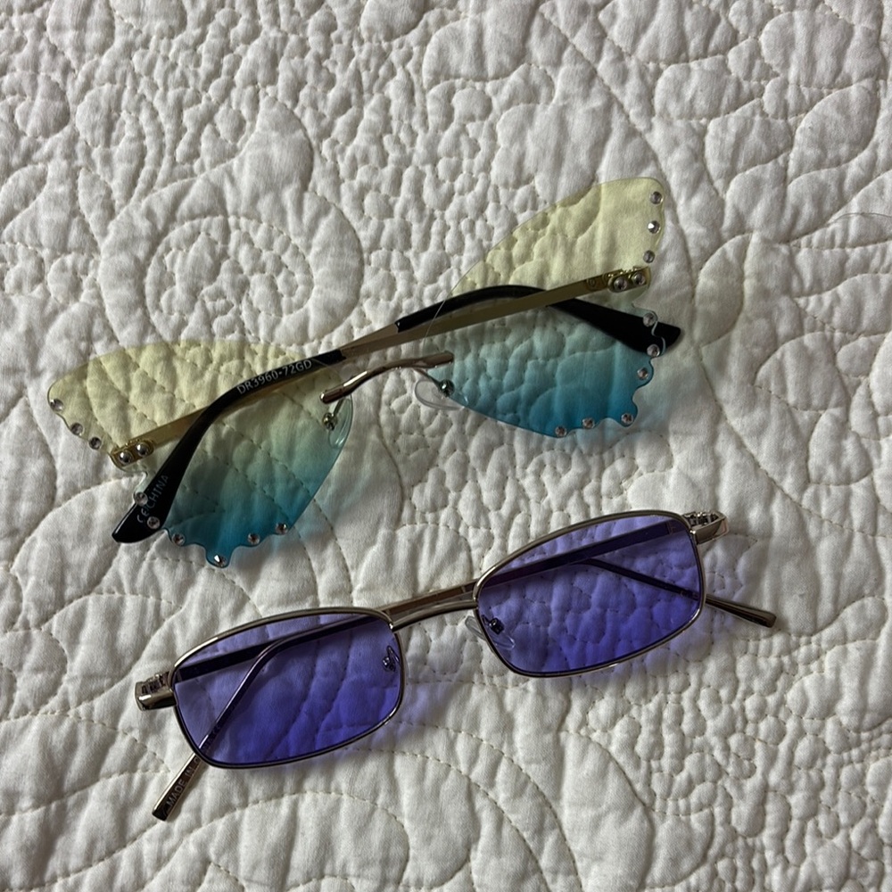 Blue and Purple Sunglasses Duo
